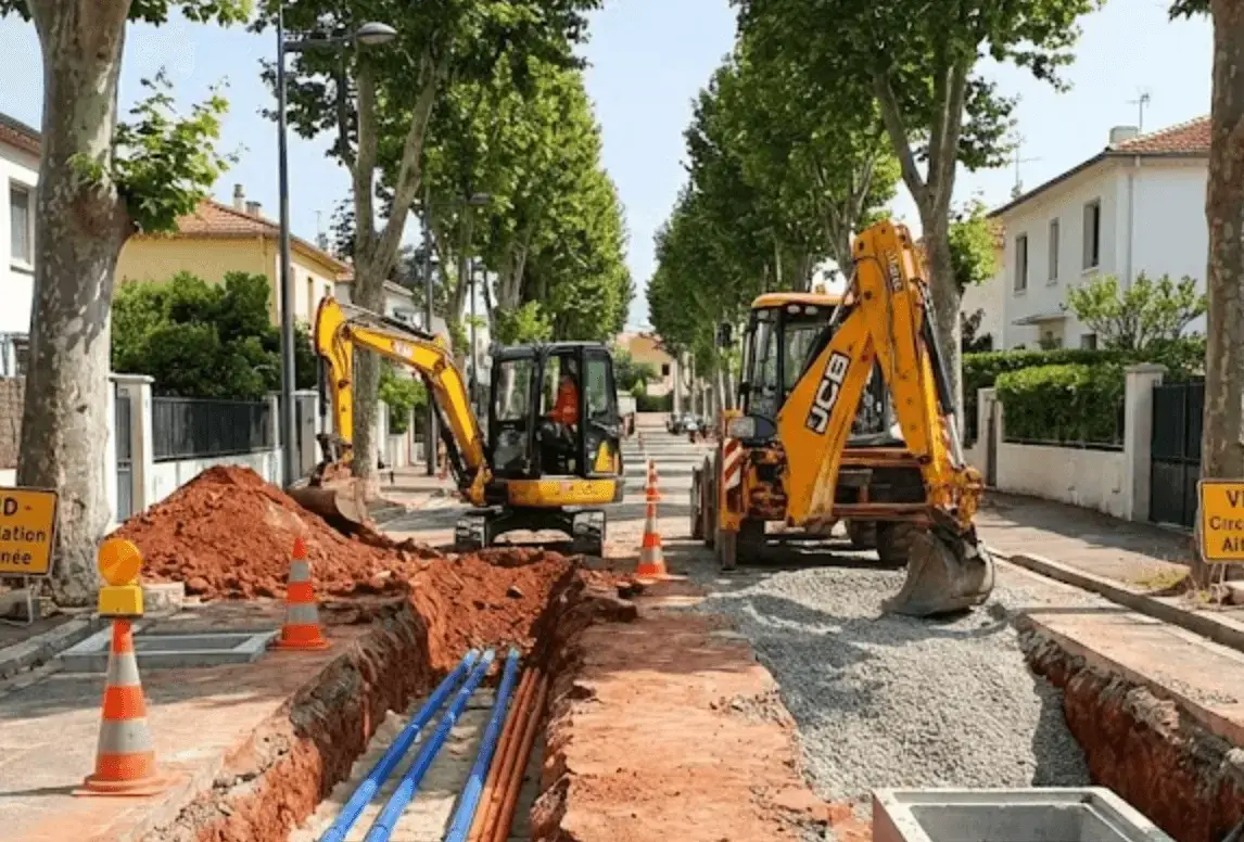 Travaux VRD tranchées réseaux eau électricité Nice